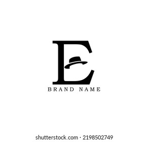 Letter E Gentlemen Hat Logo Design Vector Icon Graphic Emblem Illustration