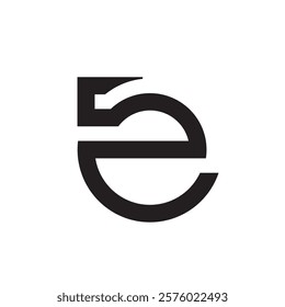 Letter E geometric abstract symbol