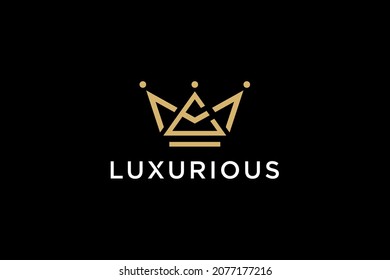 Letter E Geometric Vintage Creative Crown abstract Logo design vector template. Vintage Crown Logo Royal King Queen concept symbol Logotype concept.