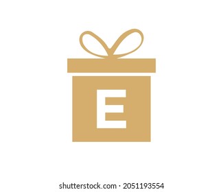 Logo De La Forma De La Caja De Regalo De La Letra E. Plantilla De Logo De Regalo Colorido En La Letra E. Tienda de paquetes Giftbox, Diseño de iconos de compras