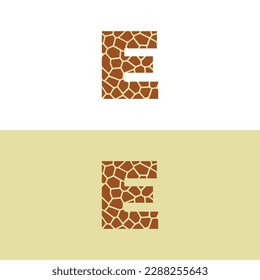 Letter E With Giraffe Skin Pattern Design