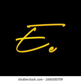 Letter E Gold Cursive Alphabet Handwritten Signature Calligraphy