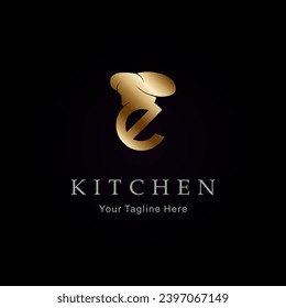 Letter E Gold Kitchen Logo Template Vector 