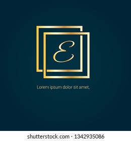 letter E gold logo concept. Designed for your web site design, logo, app, UI.letter E handwritten lettering 