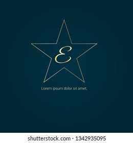 letter E gold logo concept. Designed for your web site design, logo, app, UI.letter E handwritten lettering 