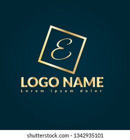 letter E gold logo concept. Designed for your web site design, logo, app, UI.letter E handwritten lettering 