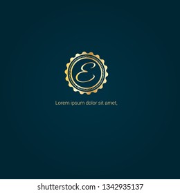 letter E gold logo concept. Designed for your web site design, logo, app, UI.letter E handwritten lettering 