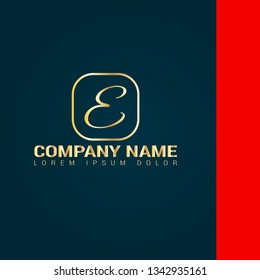 letter E gold logo concept. Designed for your web site design, logo, app, UI.letter E handwritten lettering 