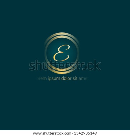letter E gold logo concept. Designed for your web site design, logo, app, UI.letter E handwritten lettering 