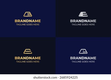 Logotipo de la barra de plata de la letra E, que simboliza la riqueza, el valor y el prestigio
