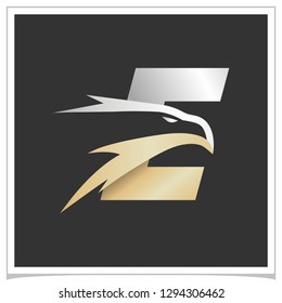 Letter E Gold Silver Eagle Logo