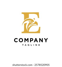 Letter E Golden Eagle Logo Icon Vector