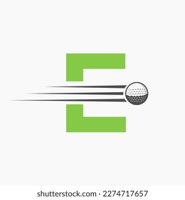 Letter E Golf Logo Design. Initial Hockey Sport Academy Sign, Club Symbol