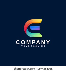 Letter E Gradient Logo Design