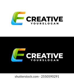 letter E gradient logo design vector 