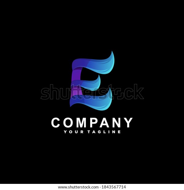 letter e gradient logo\
design