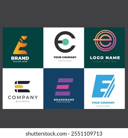 Letter E gradient tech logo design template. Abstract global symbol with circle connection logo.