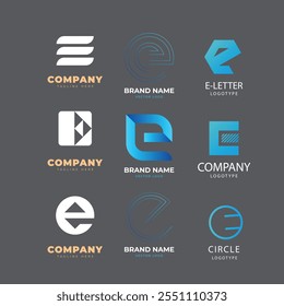 Letter E gradient tech logo design template. Abstract global symbol with circle connection logo.