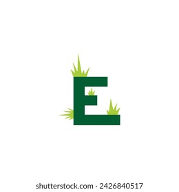 letter E grass geometric symbol simple logo vector