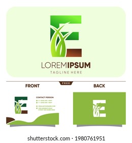 Letter E Grass Logo Design Vector Icon Graphic Illustration