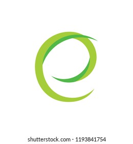 letter e green grass shape logo vector