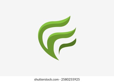 Letter E green leaf logo