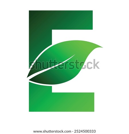 Letter E green leaf organic logo