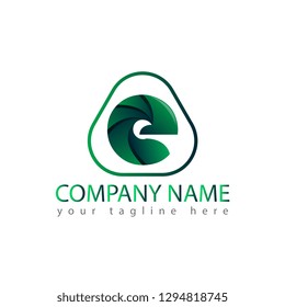 Letter e green Logo design vector template - vector