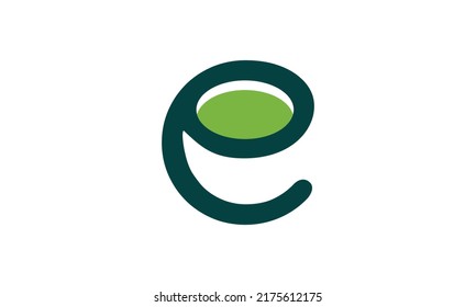 Letra E Té verde con el vector del logotipo de la taza