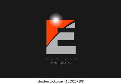 letter e in grey orange color alphabet logo icon design suitable for a company or business