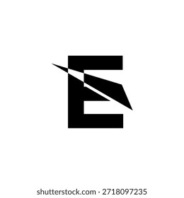 letter E growth logo design wordmark. Abstract arrow shapes logo design in letter E arrow vector illustration. Symbol, icon, creative.