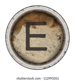 Letter E grunge typewriter key