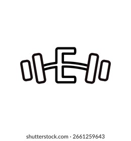 Letra E Gym dumbbell linha logotipo moderno design