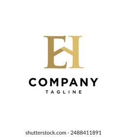 Letter E H house elegant logo icon vector