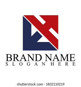 Logo-Design-Vektorgrafik der Buchstaben E und H