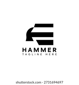 Letter E Hammer Logo Design para Logotipo de Construção
