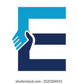 Letra E Hand Shake logo icon Vector Plantilla.eps
