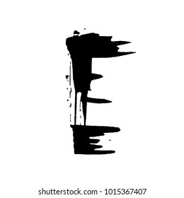 Letter E. Handwritten by dry brush. Rough strokes font. Vector illustration. Grunge style elegant alphabet.
