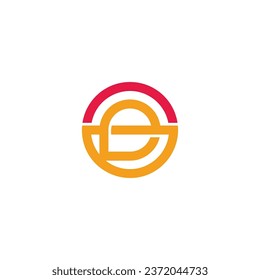 letter e happy fun colorful circle logo vector 