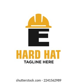 Letter E Hard Hat Logo Design Template Inspiration, Vector Illustration.