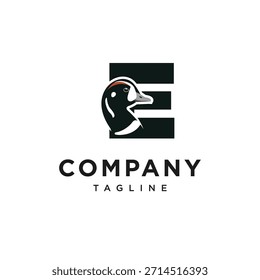 Letra E Vector de icono de logotipo de pato arlequín