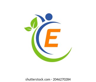 Letter E Health Care Logo Design. Medical Logo Template Vector Illustration. Health Logo On Letter E. 