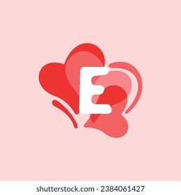 Letter E heart logo icon design template elements