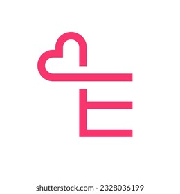 Letter E heart love minimal logo design