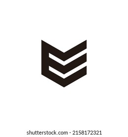 Letra E corazón, símbolo geométrico escudo símbolo simple vector