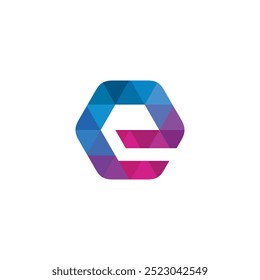 Letter E Hexagon Colorful logo design vector template