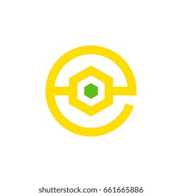 letter e with hexagon logo