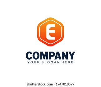 letter e hexagon logo design template. ui e letter icon. 