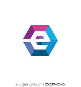 Letra E Hexágono logo diseño Vector Plantilla