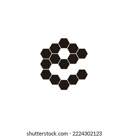 Letter e hexagon, hexagon outline geometric symbol simple logo vector